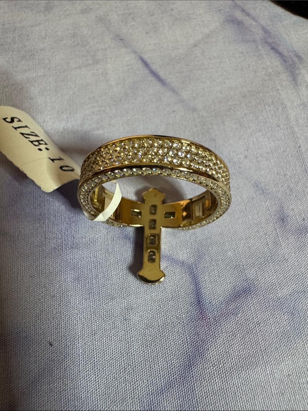 925 Silver & 2.63 CTW Moissanite Cross Ring in Gold Tone - Picture 6 of 6
